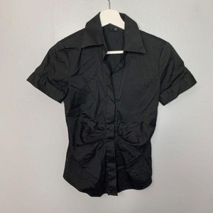 Theory Black Gathered Front Blouse‎